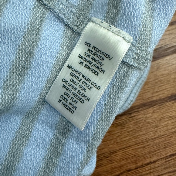 LOFT Striped Crewneck Sweatshirt Blue & Gray Terry Knit Size Medium - Picture 5 of 5